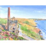 Julia PASCOE (British b.1967) Wheal Coates Near St Agnes, Watercolour, Titled & signed on label