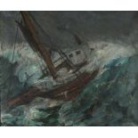 Niels HANSEN (Danish 1880-1946) Fishing Vessel in Heavy Seas, Oil on canvas, Signed and dated 1925