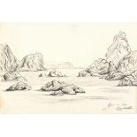 19th Century British School Kynance Cove Cornwall, Pencil, Titled lower right, 6.75" x 10.5" (17cm x