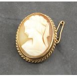 A cameo brooch, the oval shell within a 9ct gold frame, 1968