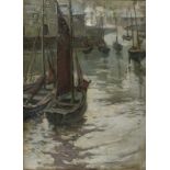 Hurst BALMFORD (British 1871-1950) Quite Harbour - possibly Mevagissey, Oil on board, Signed lower