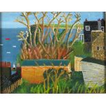 Andrew STEWART (British b. 1948) St Ives Bay from Tregenna Gardens, Oil on board, Signed with