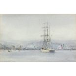 Henry Scott TUKE (British 1858-1929) Barque at Anchor opposite Falmouth, Watercolour, Signed and