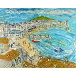 Sean HAYDEN (British b.1979) St Ives Harbour, Oil on canvas, Signed lower right, 27.5" x 35.25" (