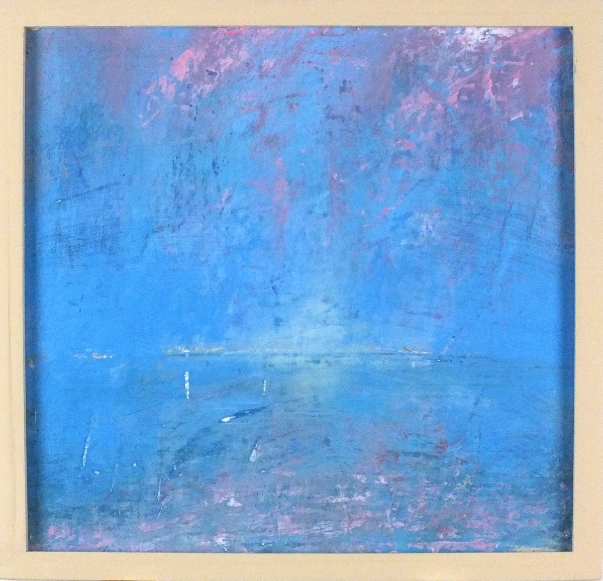 Richard Lannowe HALL (British b.1951) Blue on Pink, Mixed media on board, Titled, signed & dated May - Image 2 of 2