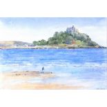 Julia PASCOE (British b.1967) St Michael's Mount, Watercolour, Titled & signed on label verso,