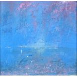 Richard Lannowe HALL (British b.1951) Blue on Pink, Mixed media on board, Titled, signed & dated May