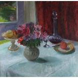 Betty HOPKINSON (British 20th century) Lunch on a Summer's Day, Oil on canvas, Artist's details