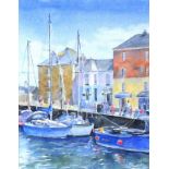 Julia PASCOE (British b.1967) Padstow, Watercolour, Titled & signed on label verso, Signed lower