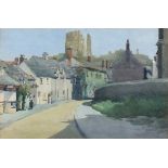 Hilda Edith HUTCHINGS (British b. 1890) West Street Corf Castle, Watercolour, Signature and title to