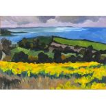 ANDREA (British 20th Century) Daffodil Fields on the Cornish Coast,  Gouache, Signed and dated '91