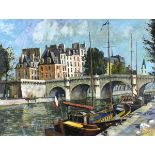 Jeremy KING (British b.1933) Pont Neuf Paris, Oil on canvas laid on board, Titled verso, Signed &