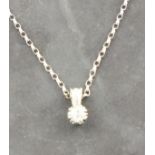 A diamond pendant necklace, claw set in 18ct white gold on an 18ct white gold chain, 2.8g