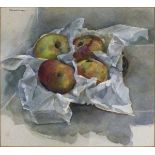 Stewart LOWDEN (British b. 1932) Apples in Tissue Paper, Watercolour, Signed upper left, artist's