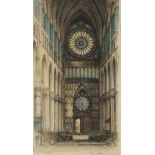 Edward W SHARLAND (British 1884-1967) Rhemes Cathedral, Coloured etching, Signed and titled in