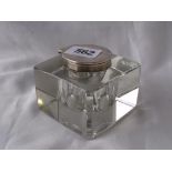 Glass rectangular inkwell 3” square Birm. 1923