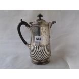 A baluster shaped hot water jug with swirl reeded sides 6.5” over handle Birm.1912 By E & Co 500g