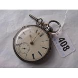 Gents silver pocket watch with cream dial