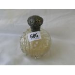 Cut glass scent bottle with screw on cover