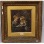 R.M.BAIRD – Two children with school books On board. 9 x 8
