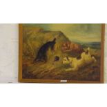 G. ARMFIELD – Three dogs around a rabbit hole 12 x 16 signed