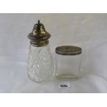 Glass baluster sugar caster 6.5” Lon. Also another