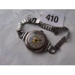 Old silver ladies wrist watch on metal strap