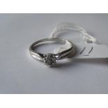 9ct white gold solitaire diamond ring approx size 'P'