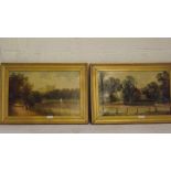 J. LEWIS – On the banks of the river 10 x 15 Signed – A pair -