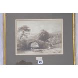 PHILLIP MITCHELL 1856 – Figure near Devon river bridge - 8 ½ x 11