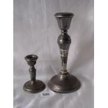 Circular v shaped candle stick Birm. 8.5” high also a smaller example