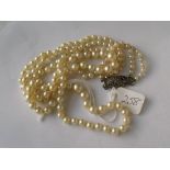 Double row of graduated pearls with silver clasp