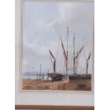 DUNCAN RUSSELL – Beached boats – 18 x 14. Signed