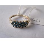 9ct blue stone dress ring approx size 'P'