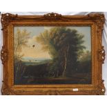 19th CENTUARY SCHOOL – Figures in a classical landscape. 15 x 20