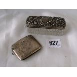 Vesta case lighter. Birmingham 1925 with a silver topped jar. Birm 1905