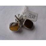 Pair of silver cats eye cufflinks