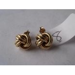 Pair 9ct knot ear studs 3g