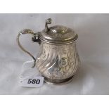 Victorian mustard pot. Baluster shaped. London 1849 by I.F 150 g