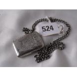 Scroll engraved Vesta case on metal chain Birm