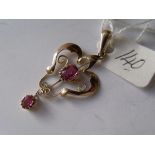 Antique 9ct pink gem pendant