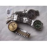 Three gents stainless steel wrist watches