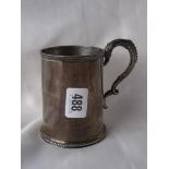 Exeter half pint mug with vacant sides 4.5”over handle 1869 By JW