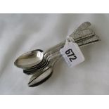 Set of 12 Scottish engraved tea spoons Glas. 1887 By TR&S 75g