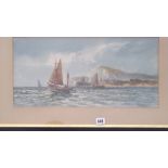 F. WATSON - Fishing boats off the coast - 10 X 20 Signed