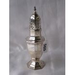 Octagonal vase shaped caster 6” high Birm. 1930 By M&W 85g
