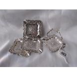 Four White metal square shaped ash trays 2.5” wide 60g