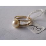 Pearl set gold mounted ring approx size 'M'