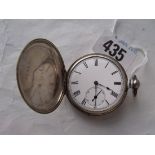 Silver small hunter case pocket watch