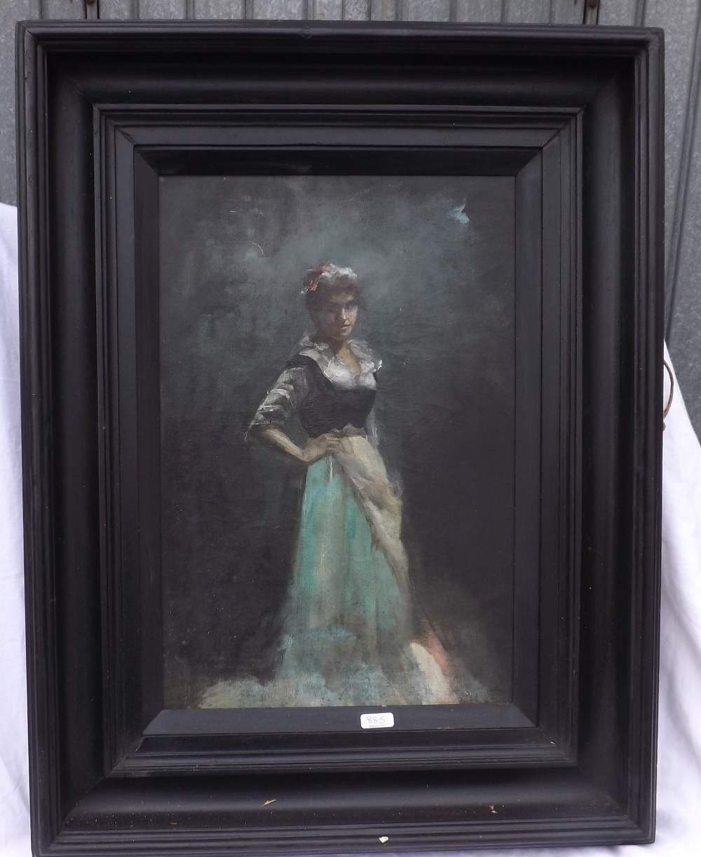 CONTINENTAL SCHOOL – Lady in a long dress 20 x 14